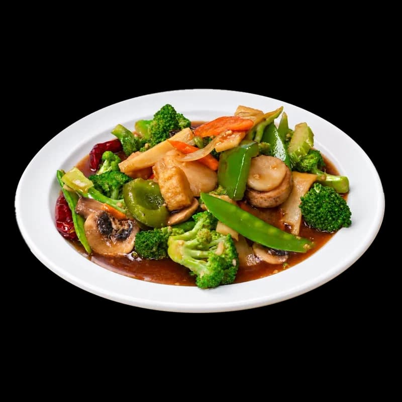 Mixed vegetables with broccoli, snow peas, mushrooms and carrots