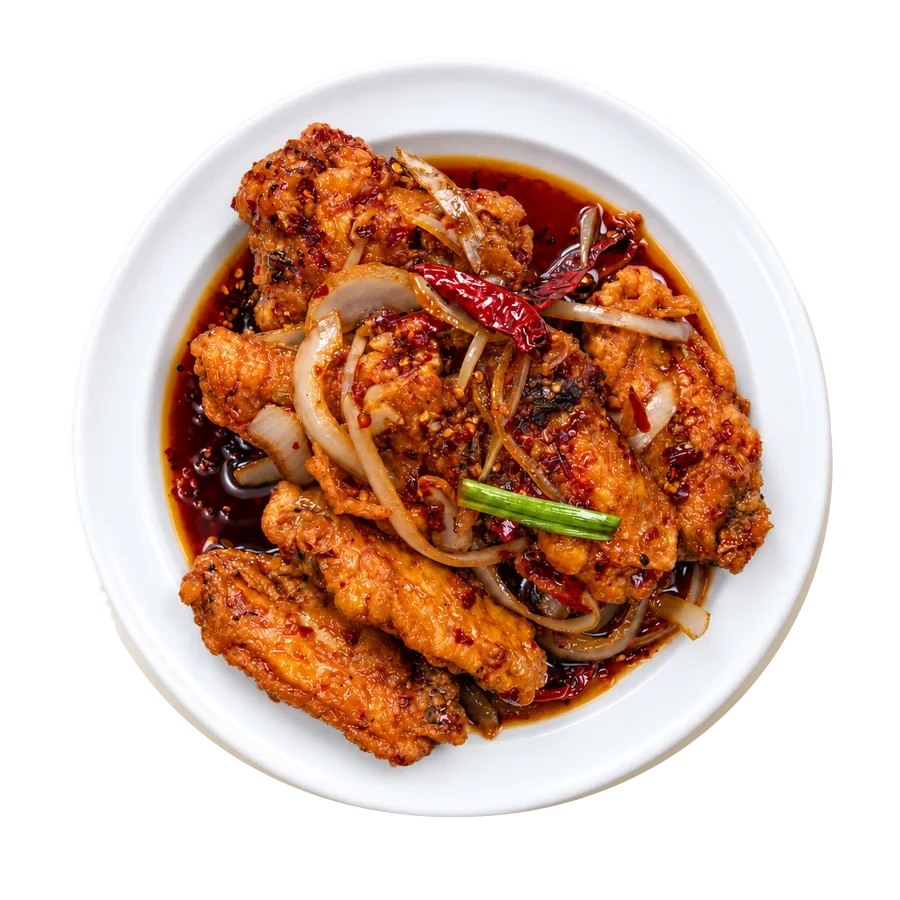 Spicy Hot Wings — six wings in chef's special hot-braised chili sauce